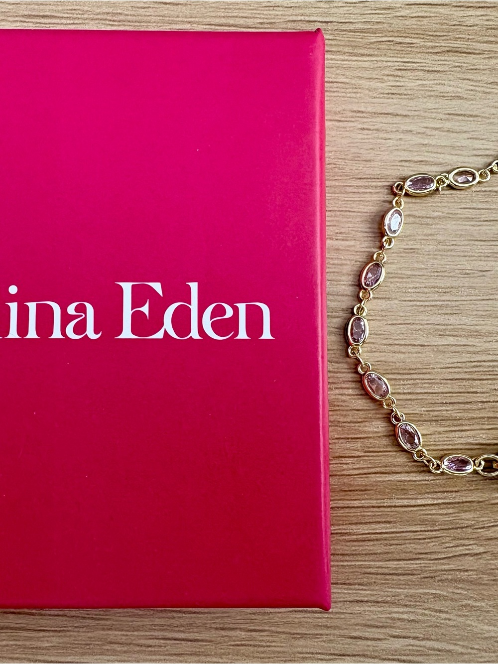 CZ Bevel Pave Clasp Tennis Link Anklet in Gold Plated Chain in Pink